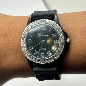 Black & Silver Crystal Men's Watch